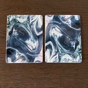 IKEA Marbled Swirl Replacement Coasters Set of 2 Blue White Teal Abstract Modern